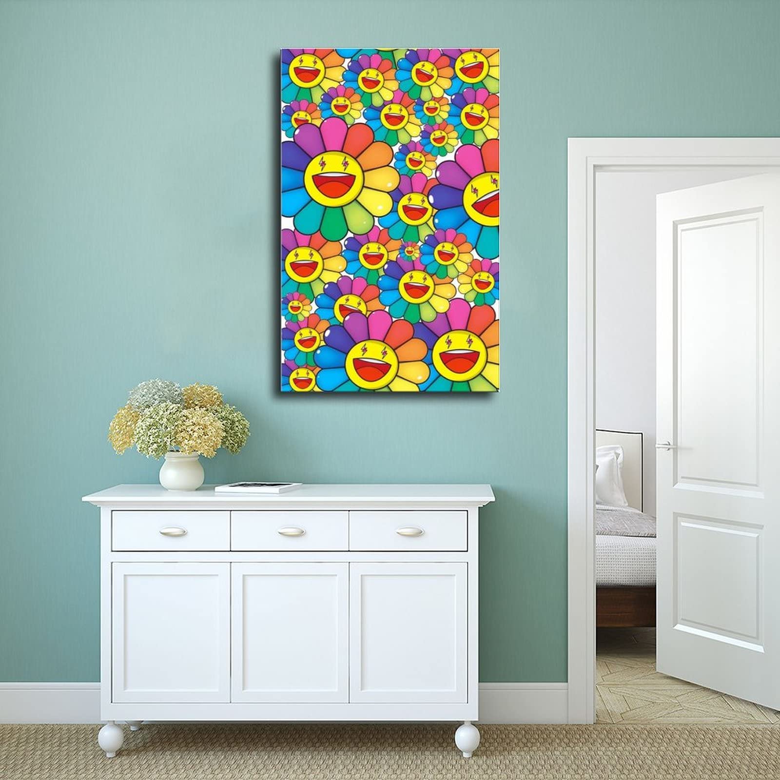 Amazon.com: ZXER Takashi Murakami Flower Poster Canvas Poster Wall